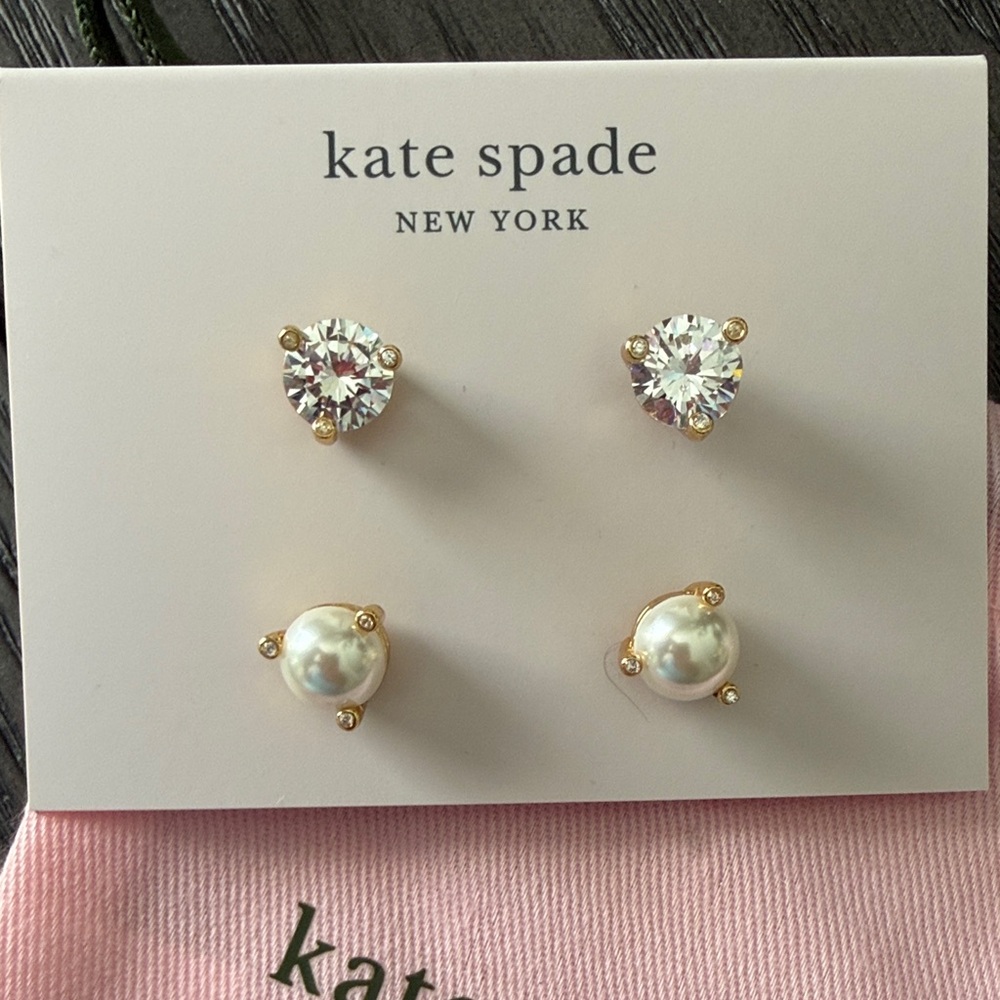 Kate Spade Gold and Pearl Stud Earrings - Picture 2 of 7